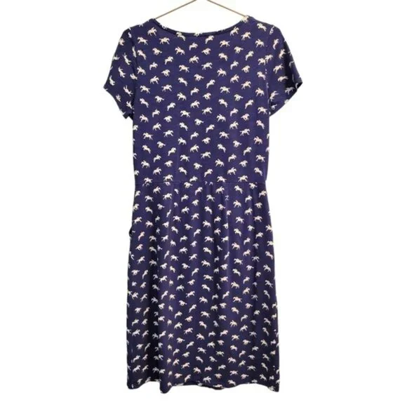 Boden | Phoebe Jersey Horse Printed Equestrian Dress Navy Blue - Picture 3 of 8